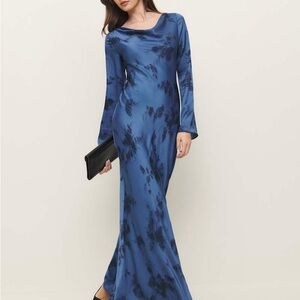 Reformation Blue Long Sleeve Dress